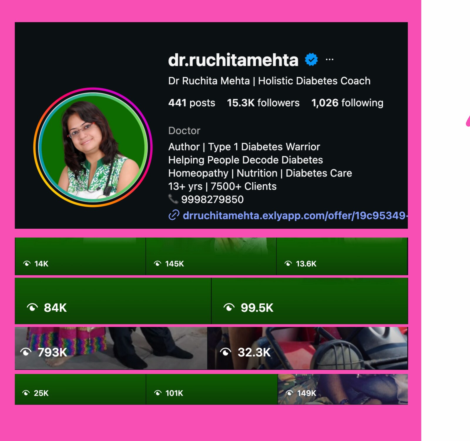 @dr.ruchitamehta Instagram profile · 15.3K followers · with viral reel metrics 145K, 793K and more